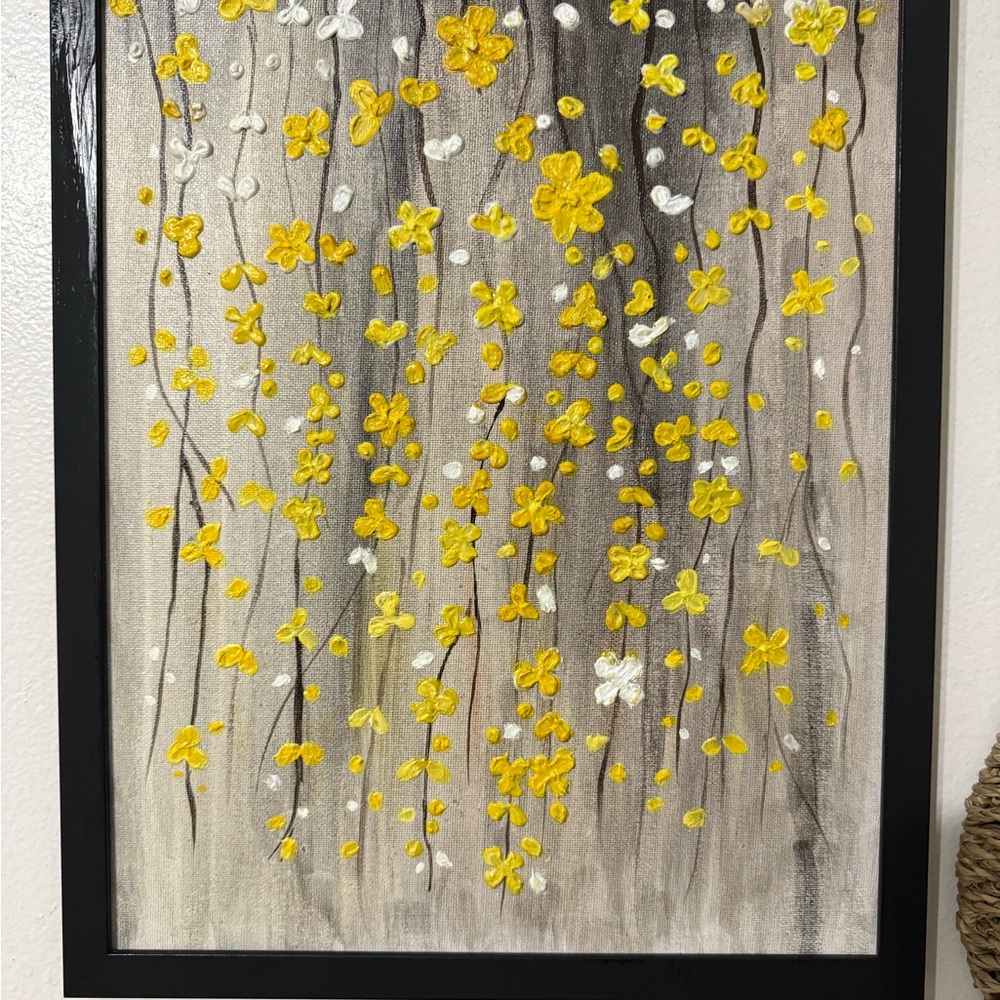 Yellow and White Floral Canvas Art